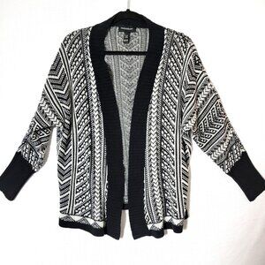 Wendy Bellissimo Womens Sweater Cardigan L/XL Open Front Long Sleeve Black White
